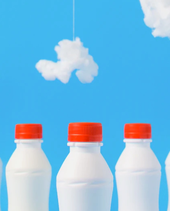 milk bottles with clouds
